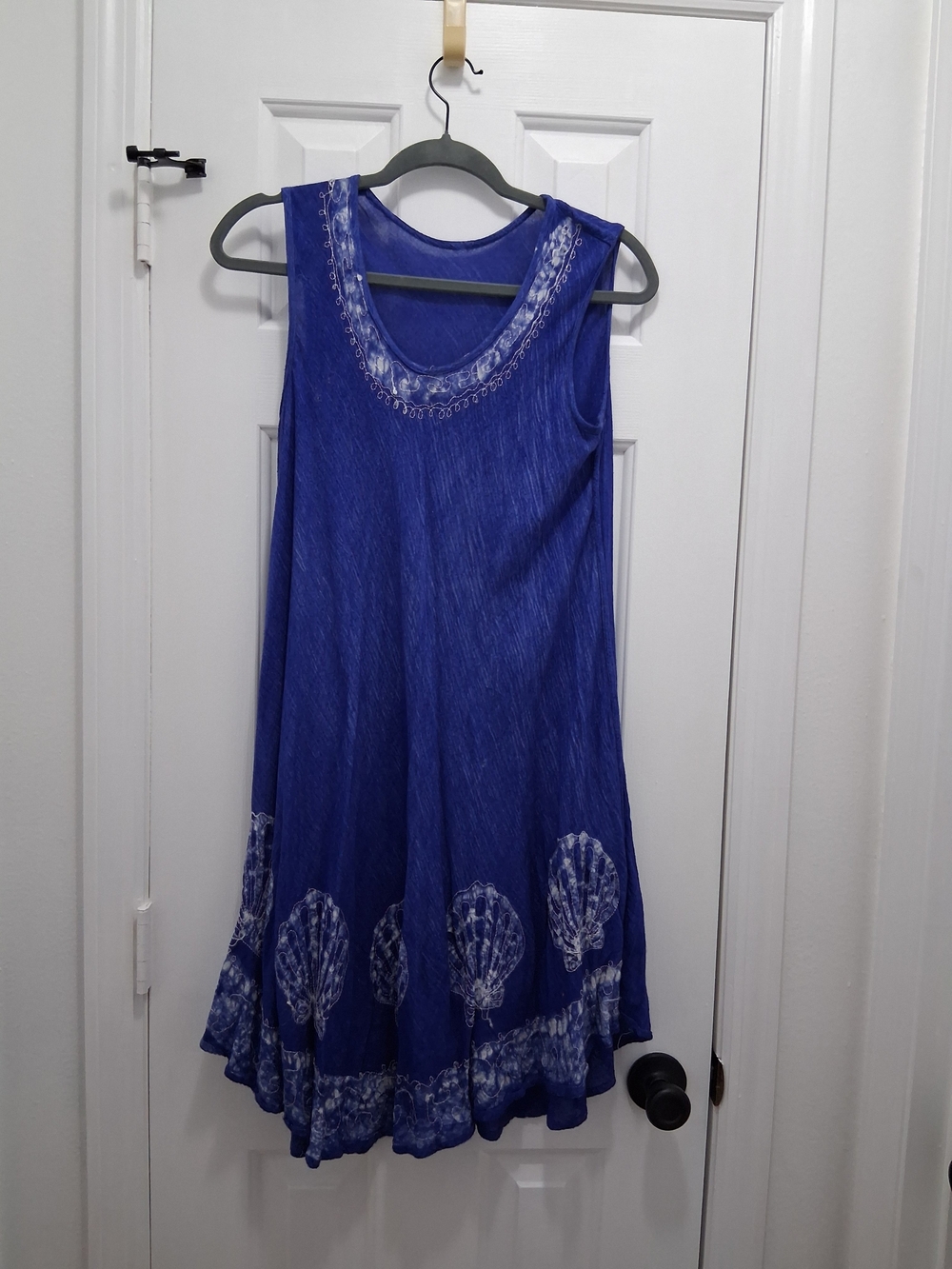 Royal Blue Sleeveless Shell-Print Sundress